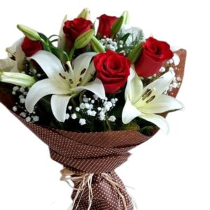 Ramillete 5 Rosas importadas 5 Lilium