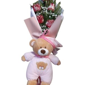 Ramo para nacimiento 5 Rosas mas peluche