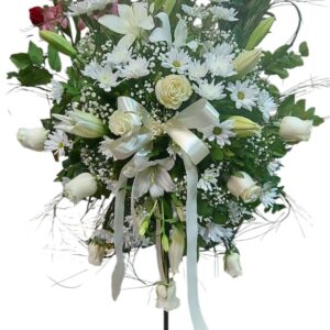 Arreglo floral incluye pedestal