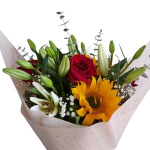 Ramillete 3 Rosas 3 lilium 3 Girasol